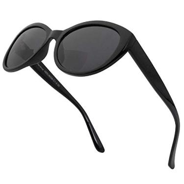 Imagem de VITENZI Óculos de sol com leitores para mulheres, óculos de sol trapaceiros de leitura matizada, Florença, Preto, Medium