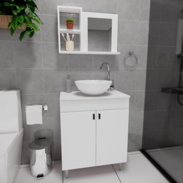 Imagem de Gabinete Armário Para Banheiro 60cm Com Cuba De Acrílico Com Pés - Brovália