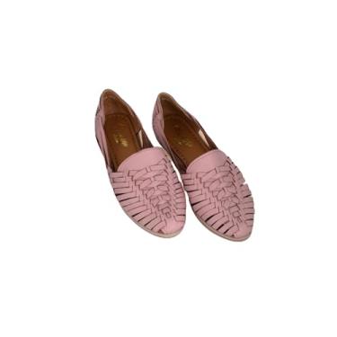 Imagem de Macarena Collection Sandálias femininas de couro para mulheres | Huarache sandálias mexicanas feitas à mão | Sandálias femininas confortáveis e elegantes 2206, rosa, 35