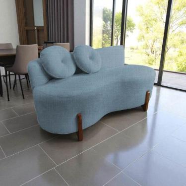 Imagem de Namoradeira Sofá Feijão Lounge Orgânica Linho Azul - Mazzero Decor