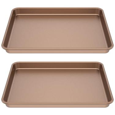 Imagem de Conjunto de 2 peças de assadeira de aço carbono assadeira antiaderente assadeira resistente ao calor assadeira segura para lava-louças, conjunto de formas de forno para forno, biscoitos, pastelaria