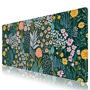 Imagem de AIMSA Tapete de mesa floral, 2GG, tapete de mouse para jogos, antiderrapante com bordas costuradas para mulheres e meninas, almofadas de mesa de computador para mesa (verde)