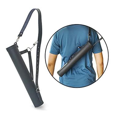 Imagem de Leather Crafts Aljava de flecha traseira para tiro com arco - Aljava de flecha de couro genuíno - Aljava tradicional feita à mão para flechas para caça e treino de alvo - ajustável, leve e confortável (preto, couro de vaca)