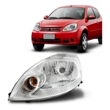 Imagem de Compatível com Ka 08/14 farol cromado esquerdo automotivo, peça de reposição com encaixe ajustado, acabamento resistente, iluminação eficiente, instalação confiável e manutenção veicular durável