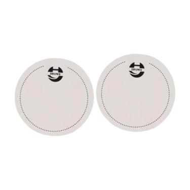 Imagem de KiBcsLic 2 x Adesivos para Pedal Único de Tambor Autoadesivos Diâmetro Profissional 2,6 polegadas Acessórios para Peles de Bumbo Protetor de Pele de Tambor, Branco