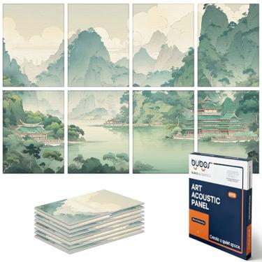Imagem de BUBOS Pacote com 8 painéis acústicos artísticos, painel de parede à prova de som, painel de absorção de som de 119 x 80 cm, painéis de parede acústicos decorativos autoadesivos, tratamento acústico
