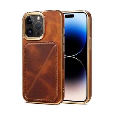 Imagem de YOGISU Capa de couro com porta-cartões para iPhone 16 ProMax, capa magnética com revestimento tipo carteira e à prova de choque (para iPhone 16 ProMax/marrom)