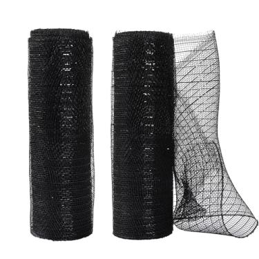 Imagem de LoomJoyz 2 rolos de fita de malha metálica preta com fita de malha metálica preta para grinalda de guirlanda de Natal, decoração de casa e festa