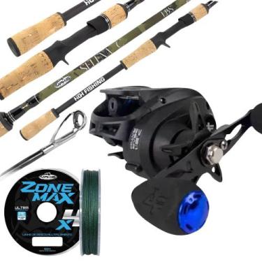 Imagem de Kit Pesca 18kg Carretilha M21 AntiCabeleira Vara 1,80m Linha - ALBATRO