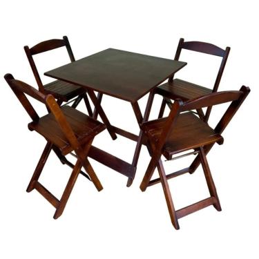 Imagem de Conjunto Dobrável 70x70 com 4 Cadeiras Imbuia Imbuia