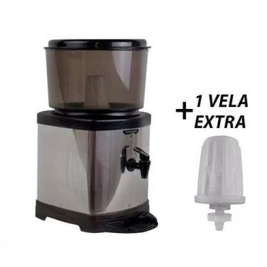 Imagem de Bebedouro de Água com Filtro em Inox com Base De Barro e Suporte Preto