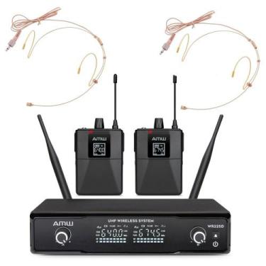 Imagem de AMW BU200 Kit Microfone Sem Fio Duplo Lapela e Auricular UHF Digital 2
