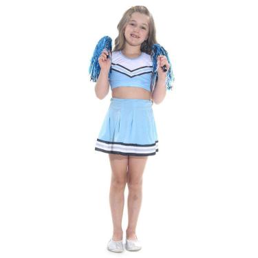 Imagem de Fantasia Infantil Menina Líder de Torcida Azul Saia Carnaval