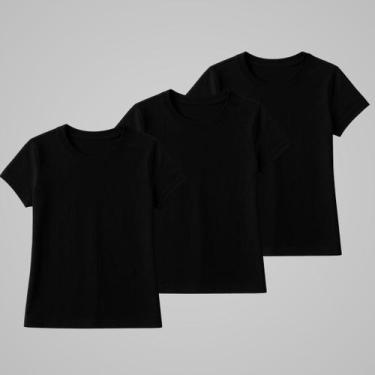 Imagem de Kit 3 T shirt Baby Look 100 Algodão Básica Confortável - Luau Brasil, 