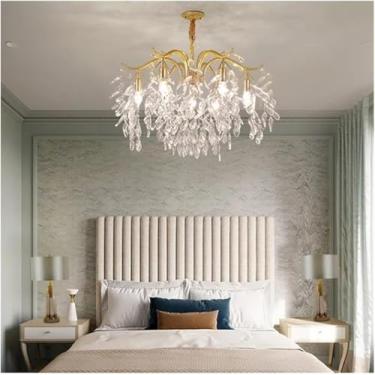 Imagem de Arandela, Lustre de Cristal LED de Luxo Moderno Minimalista Retro Sala de Estar Lâmpada Quarto, Lustres, 9 Luzes-Ouro