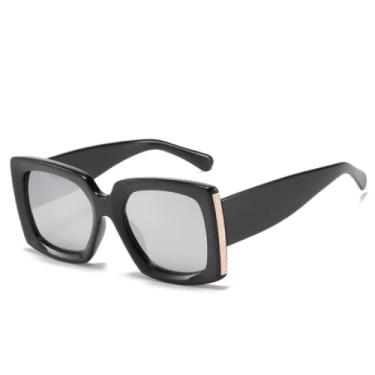 Imagem de Óculos de sol pretos vintage femininos, moda gradiente, luxo, espelhado, prateado, leopardo, masculino (C5)