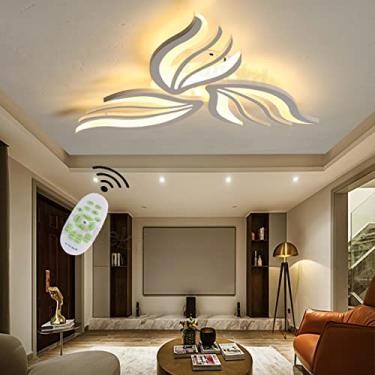 Imagem de Luzes de teto LED Sala de estar Quarto Lâmpada de teto Moderna Regulável com controle remoto Luminária de sala Iluminação embutida Flor Acrílico Sombra Design Lustre Quarto infantil Cozinha