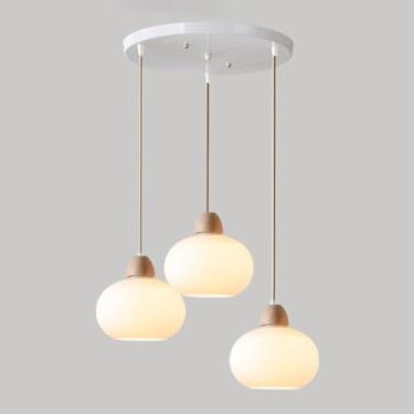 Imagem de Luzes de Vidro Leitoso Pendente Cluster Nordic Moderno Branco Iluminação Pendente Ilha de Cozinha Luminária Pendurada de Teto de Meados do Século Lustre de Escada para Sala de Jantar Quarto
