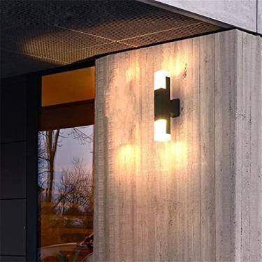 Imagem de Arandela moderna, luz de parede externa de LED, luminária de parede à prova d'água, varanda, jardim, corredor, iluminação de parede, luminária de parede de alumínio (branco frio, redondo)
