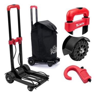 Imagem de Carrinho De Mão Para Carga Dobrável Plataforma Até 40kg Cor Preto E Vermelho 982059 Mtx
