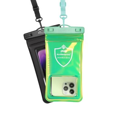 Imagem de AiRunTech Capa impermeável, bolsa impermeável para celular para iPhone 12/11/Xs/XS Max/XR/X, iPhone 8/8 Plus/7/7 Plus/6/6s, Samsung Galaxy S9/S8/S7 e todos os dispositivos até 6,6 polegadas (verde + rosa)