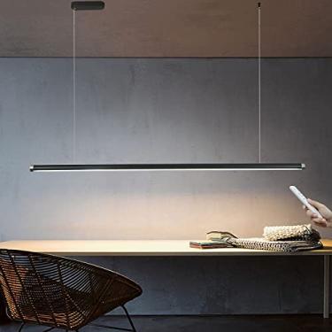Imagem de Luminária pendente LED Luminária suspensa Mesa de jantar Moderna Minimalista Regulável Design linear Luminária pendente com controle remoto Cozinhas Escritório Bar Sala de jantar Luminária d