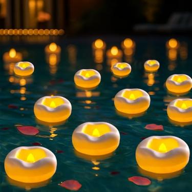 Imagem de Pacote com 12 velas flutuantes de LED sem chama de 5,8 cm, vela flutuante ativada por água com tempo de funcionamento de mais de 180 horas para vaso cilíndrico, piscina, fonte – Ideal para casamento