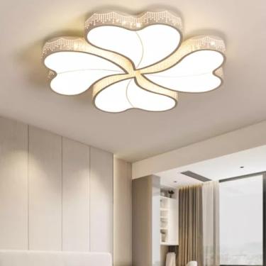 Imagem de Luminária de teto LED moderna regulável com controle remoto, luz de teto com design floral criativo para quarto, cozinha, sala de jantar, corredor, sala de estar, quarto infantil, lâmpadas d