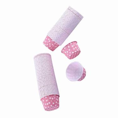 Imagem de Xixian Ferramentas de Embalagem de Bolo, Copos de à Prova de Gordura, 100 Peças de Copos de Pasta para Festa de Casamento de Natal, Perfeito para Forno, Micro-ondas, Cozimento a (bolinhas rosa)