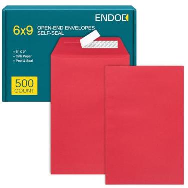 Imagem de Envelopes vermelhos 15 x 23 cm, embalagem com 500, envelopes coloridos tamanho carta 15 x 23 cm, envelopes abertos para cartões, convites, feriados, cartões postais, presentes, papel de 14,5 kg,
