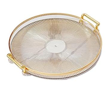 Imagem de Bandeja cinza bandeja de armazenamento bandeja dourada bandeja decorativa de armazenamento de cosméticos doméstico sala de estar cozinha xícara de chá de frutas prato de plástico (cor: 4) (3)