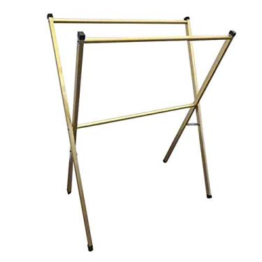 Imagem de Estante de secagem de roupa de aço inoxidável para interior e exterior, dobrável, fácil de armazenar, escorredor de roupas, livre de instalação, suporte de vestuário ajustável (cor: dourado tamanho