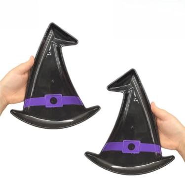 Imagem de Bandeja Petisqueira Chapéu de Bruxa Decorativa Para Festa Halloween Porta Doces(Preto,2 unidades)