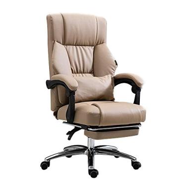 Imagem de Cadeira de computador cadeira de secretária de couro cadeira de jogo com apoio para os pés cadeira de secretária de computador giratória ergonómica cadeira de escritório executiva de altura ajustável