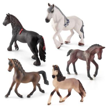 Imagem de Conjunto de estatuetas de cavalo andaluz realista em PVC, 5 peças de brinquedo infantil