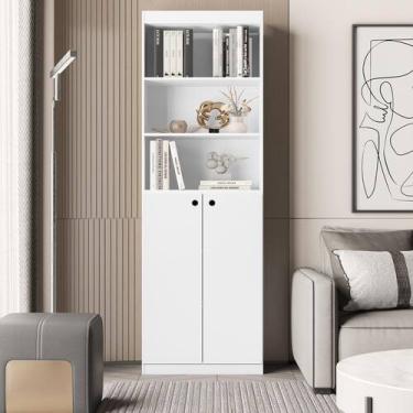 Imagem de Estante Livreiro quarto escritório sala Com 5 Prateleiras e 2 Portas G