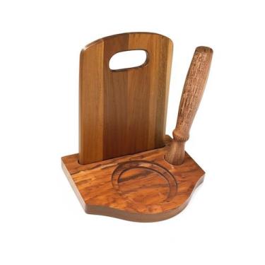 Imagem de Kit Caipirinha Completo em Madeira Nogueira Tábua Socador - Imacá