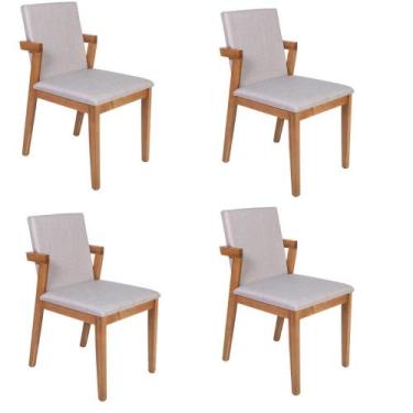 Imagem de Conjunto 4 Cadeiras Estofadas Luna Cinza Claro - Straub Web, Cinza Cla