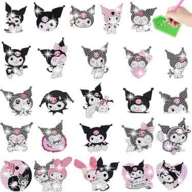 Imagem de cerfioo 25 Pcs Kuromi Diamond Art Painting Sticker Kits for Kids-Cartoon Diamond Gem Stickers Kit,5D Gem Art Stickers Mosaic for Kids Gift for Boys Girls 4-8-10-12 Years Old