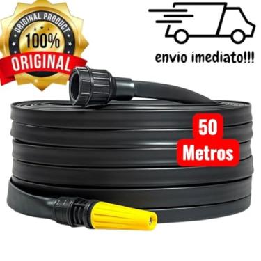 Imagem de Mangueira Antitorção 50M Resistente e Reforçada Preta para Jardim(50 Metros)