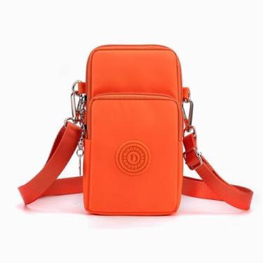 Imagem de Bolsa tiracolo pequena para mulheres - Bolsas de telefone com alça transversal - Bolsa de braço de nylon leve para itens essenciais pequena laranja