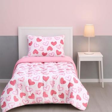Imagem de Edredom Solteiro Infantil Dupla Face Estampado Digital Fofinho Macio Avulso Micropecal 200 Fios (Coração)