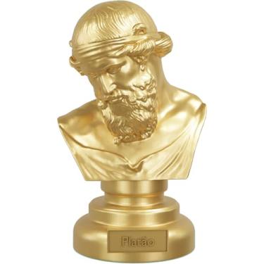 Imagem de Estátua Busto Platão Filósofo Grego (Cor Ouro)
