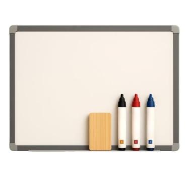 Imagem de Lousa Quadro Escolar Branco e Apagador e 3 Macadores Moldura MDF Aluminizado 70 * 50cm/90 * 60cm/100 * 70cm(100x70 + apagador 3 Marcadores)