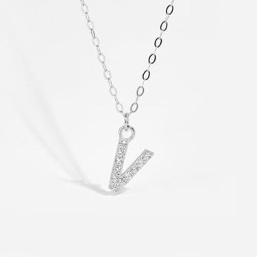 Imagem de 1 conjunto de letras banhadas a prata com colar de diamantes para mulheres, joia fina, presente para mamãe, 41+6cm, Cobre, Sem Pedra Preciosa