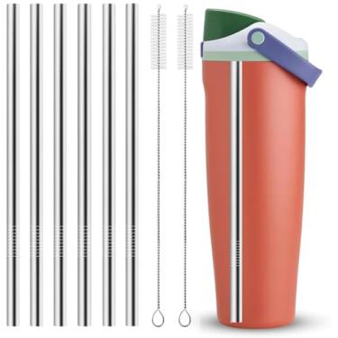 Imagem de ALINK Canudos de aço inoxidável para garrafa de água Owala FreeSip Sway de 1,18 ml, 6 canudos de metal reutilizáveis compatíveis com garrafa FreeSip Owala de 1,134 g, canudo largo de smoothie com 2