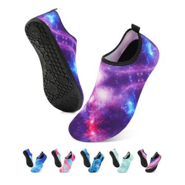 Imagem de Sapatos aquáticos de secagem rápida, meias aquáticas, sapatos de piscina unissex, Estrela roxa, 5.5-6.5 Women/4.5-5.5 Men