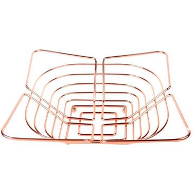 Imagem de Fruteira Cesta De Mesa Cozinha Inox Rose Gold Elegante 28cm
