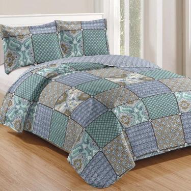 Imagem de Kit Cobre Leito Colcha Mix Queen Estampado  3 Peças - Lorena