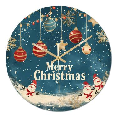 Imagem de Relógio de parede, Natal, temporada de férias, decoração, bonecos de neve, 30 cm